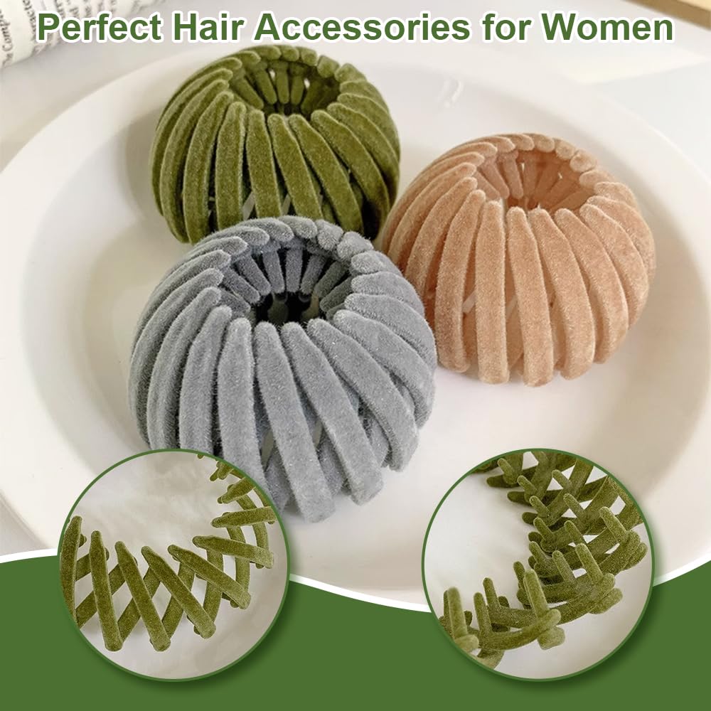 Bird Nest Magic Hair Clip - Expandable Hair Bun Maker Hair Accessories for Women Ponytail Holder Hair Bun Clip for Thin Thick Fine Curly Hair, Plastic Hair Barrettes Hair Scrunchies