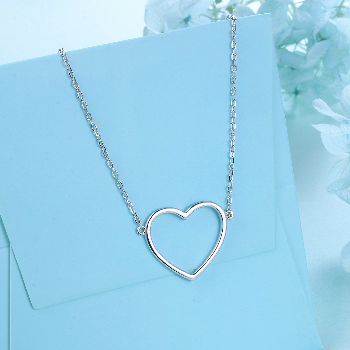 DAOCHONG S925 Sterling Silver Heart Choker Short Dainty Necklace Pendant for Women Jewelry Gift