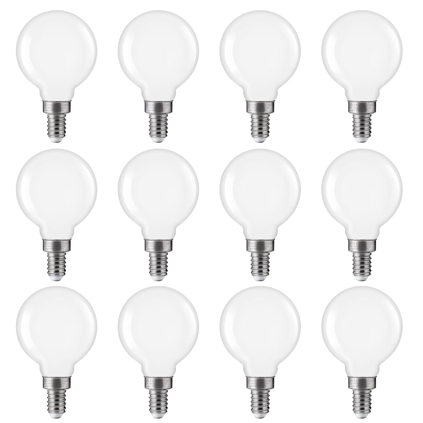 FLSNT 4000K Cool White LED Candelabra Bulbs 60W Equivalent, G16 1/2 Dimmable LED E12 Globe Vanity Light Bulbs, 550LM, CRI90, 5.5W, AC 120V, 12 Pack