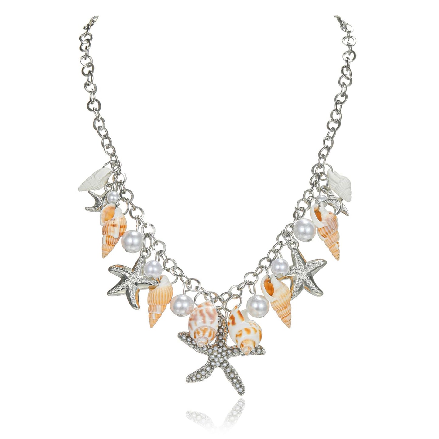 Frodete Starfish Necklace for Women Beach Necklaces Jewelry Layered Choker Drop Dangle Summer Vacation Outfits Theme Conch Seashell Accessories Ocean Pendant Dress Costume