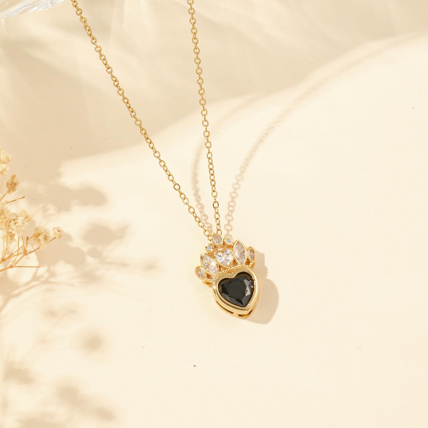 crataly Black Crown Heart Necklace for Women-Gold Plated Princess Necklace For Valentine's Day Mother's Day Christmas Birthday Gifts
