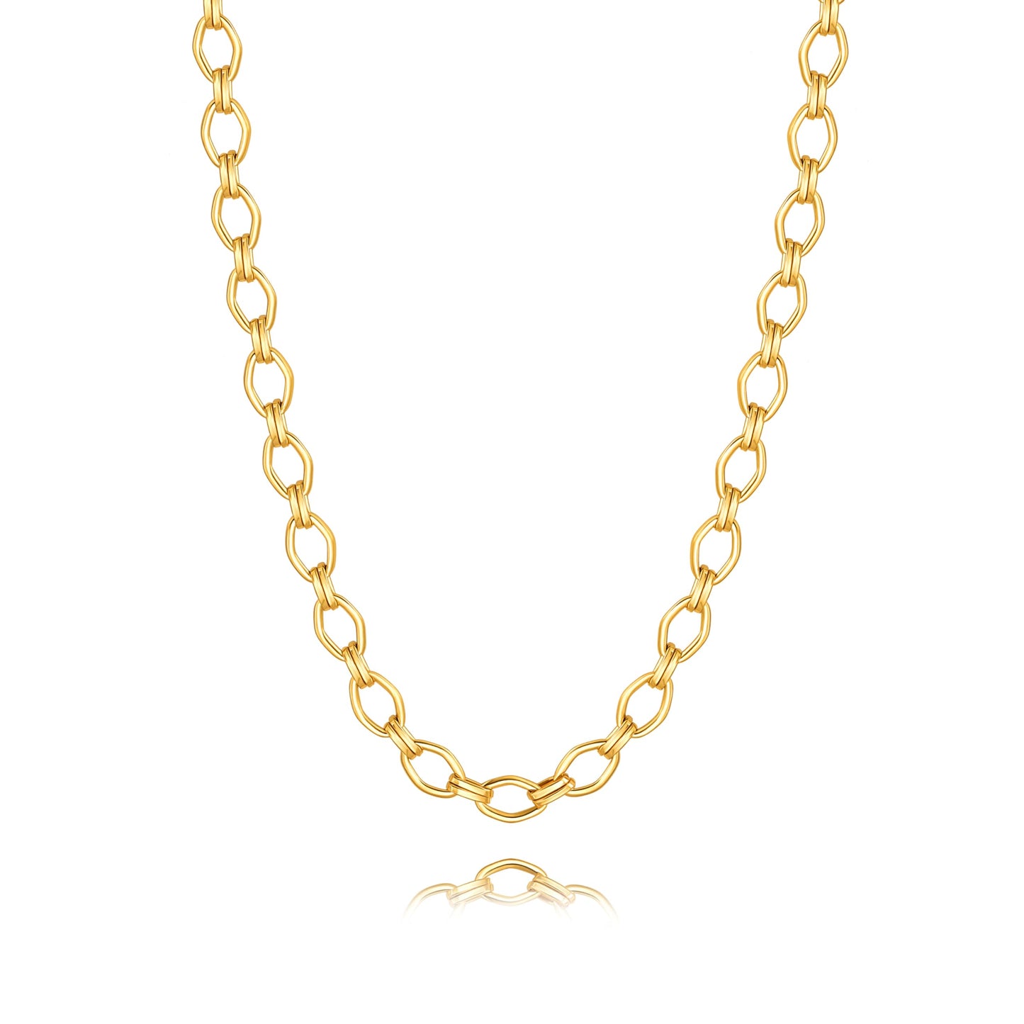 PERNNLA PEARL Simple Gold Plated Long Chain Necklace for Women Statement Layered Necklace Dainty Chunky Gold Fashion Sweater Necklaces