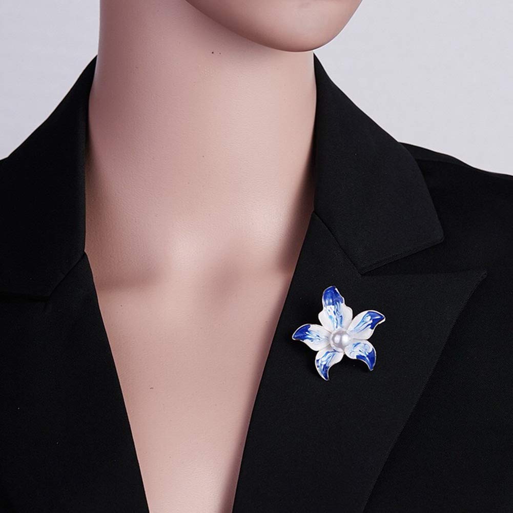 Elegant Enamel Plum Blossom Flower Brooch Pin, AILUOR Fashion Gold Plated Pearls Floral Brooch Lapel Pin for Women Girl Bridal Wedding Corsage Jewelry Gifts (Plum)