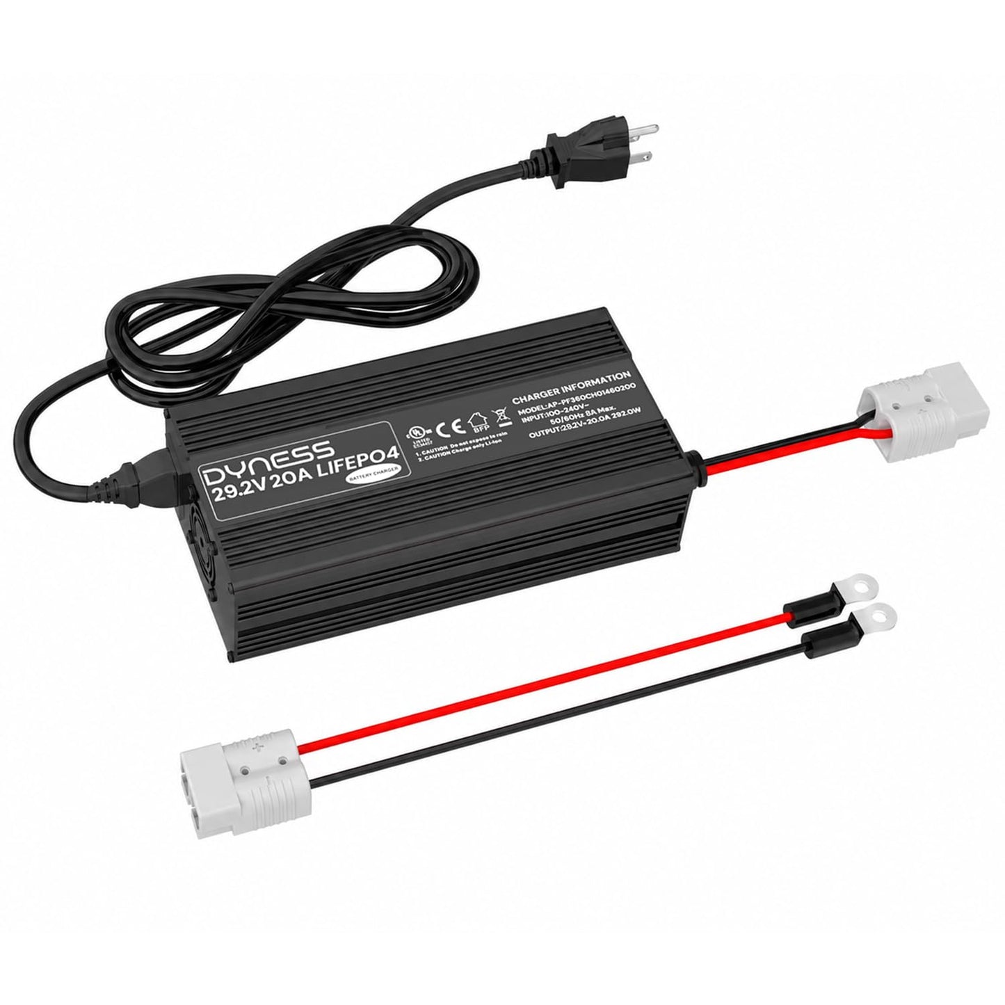 Dyness 24V 20A LiFePO4 Battery Charger 29.2V Smart Charger with Anderson Connector & LED Indicator - 0V Activation & Multi-Prote