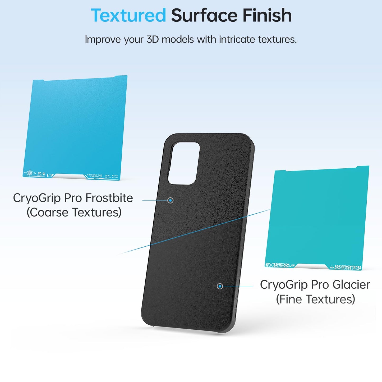 BIQU Cryogrip Pro Frostbite for Bambu-Lab H2D/H2S 3D Printers Cold Build Plate 355x346MM Double Sided Strong Adhesion Spring Steel Sheet Room Temperature Print Upgrade Removable Heated Bed Cover