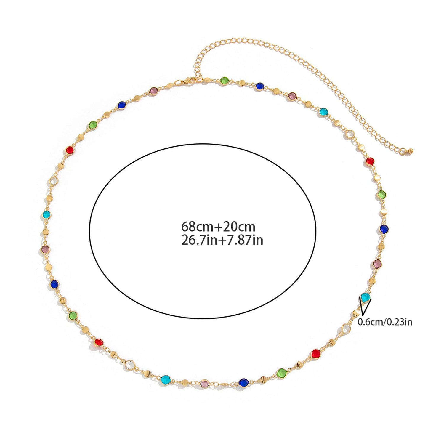 Simple Colorful Crystal Body Chain for Women Waist Sexy Summer Rhinestone Bead Belly Body Chain Jewelry Bikini Beach Waist Chain Jewelry (Gold)