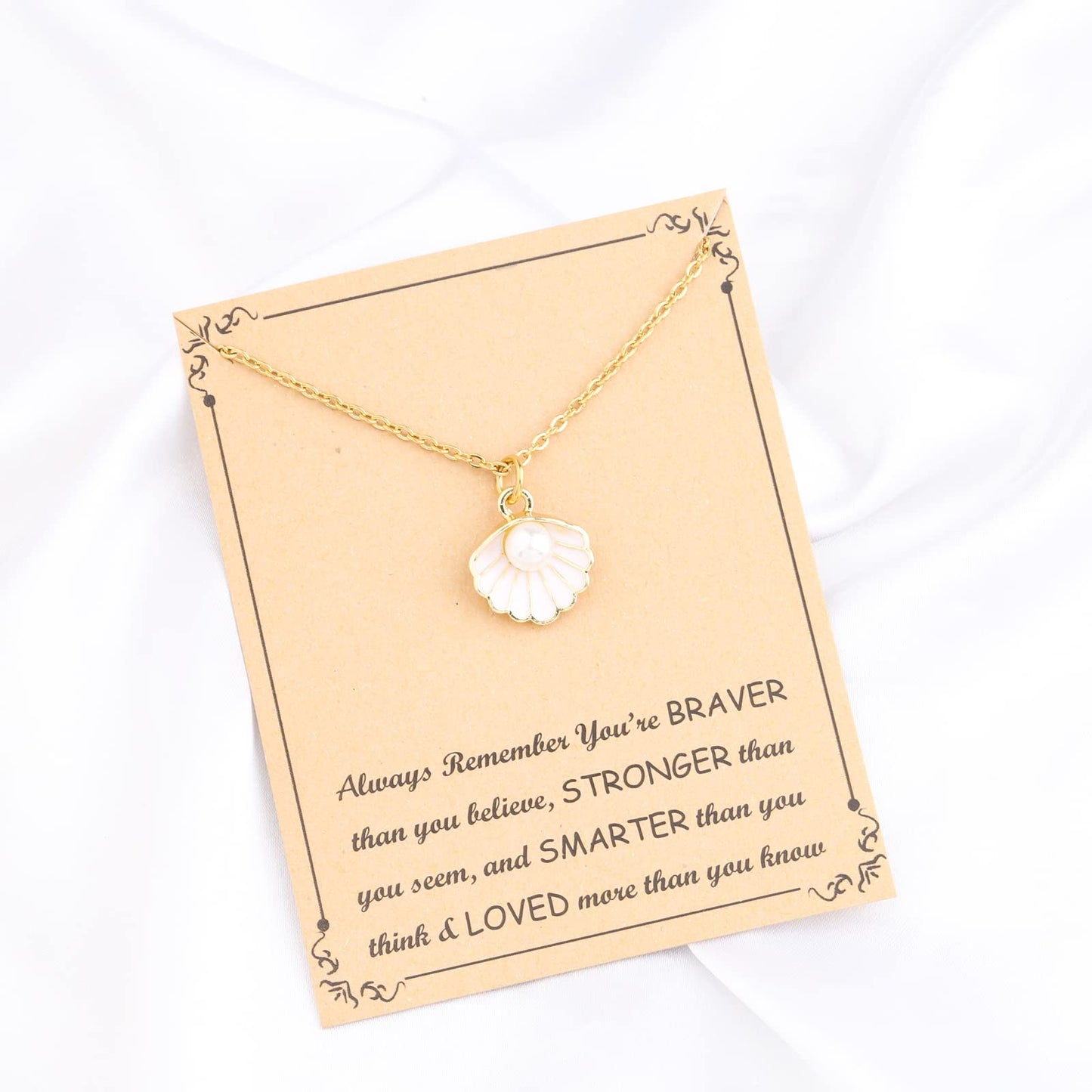 BNQL Seashell Pendant Necklace Beach Lover Gifts Scallop Necklace Enamel Blue Seashell Jewelry Gifts for Women