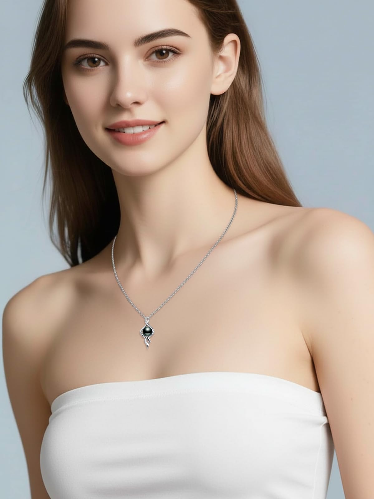 KANNSOAR Tahitian Black Pearl Necklace, 18K Gold Plated, I Love You Forever Pendant 9MM Pearl Jewelry Anniversary Wedding Valentines Day Christmas Mothers Day Gift for Women
