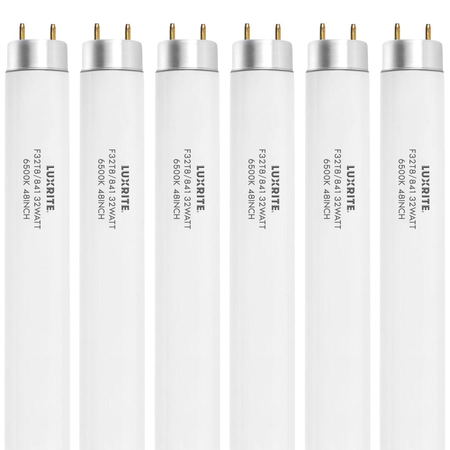 LUXRITE F32T8/865 32W 48 Inch T8 Fluorescent Tube Light Bulb, 6500K Daylight, 2800 Lumens, G13 Medium Bi-Pin Base, LR20735, 6-Pack