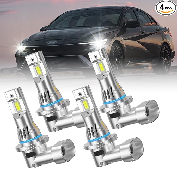 Upgraded Vehicle Light Bulbs Replacement Combo for Hyundai Elantra 2020-2024, 9005 High and Low Beam, 6000K White, 400% Brighter, Copper Heat Sink, IP68 Waterproof, 4-Pack