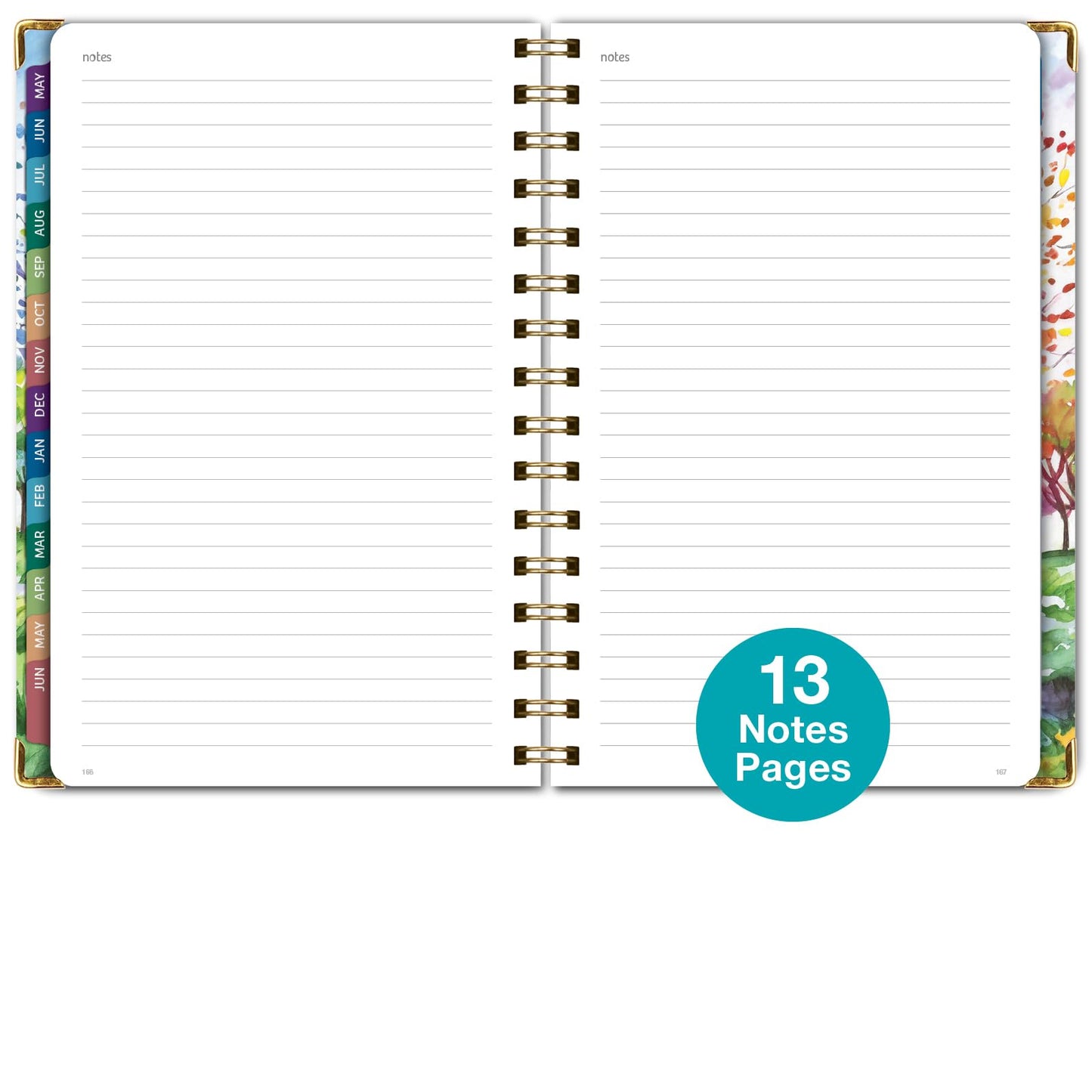 HARDCOVER Academic Year 2026-2027 Planner: 14 Months (May 2026 Through June 2027) 5.5"x 8" Daily Weekly Monthly Planner Yearly Agenda. Bookmark, Pocket Folder and Sticky Note Set (Tree Seasons)