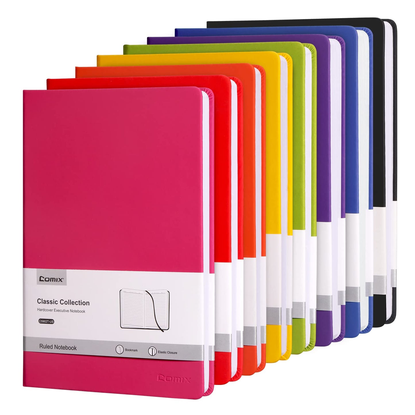 Comix 8 Pack Lined Journal Notebooks for Work, 240 Pages, 5.5"x8.3", Hardcover, A5 Medium College Ruled, Journaling Notebooks for Notes-taking, Fits for Office School Home