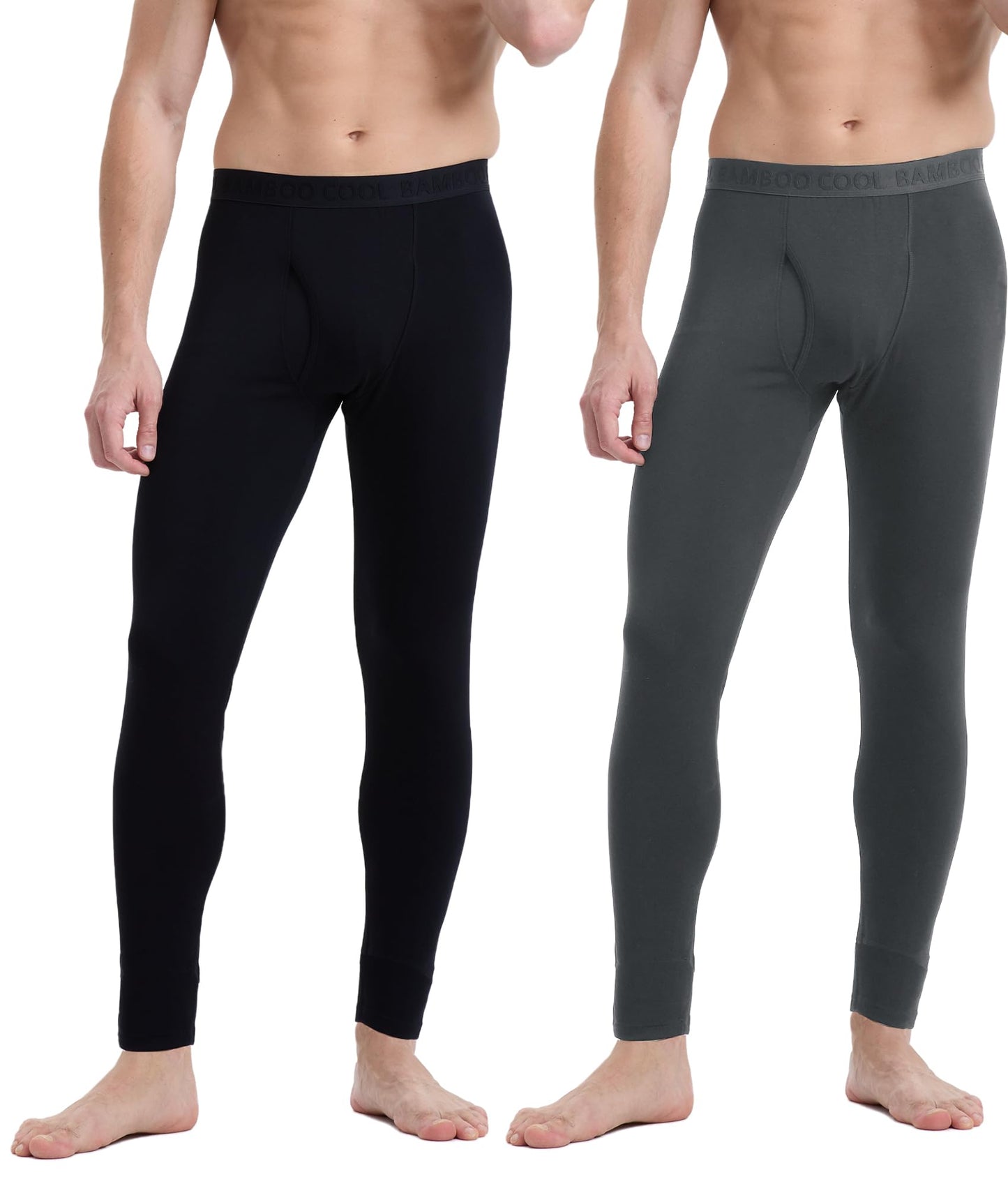 BAMBOO COOL Men's Wool Blend Thermal Pants, 2-Pack Heavyweight Long Johns