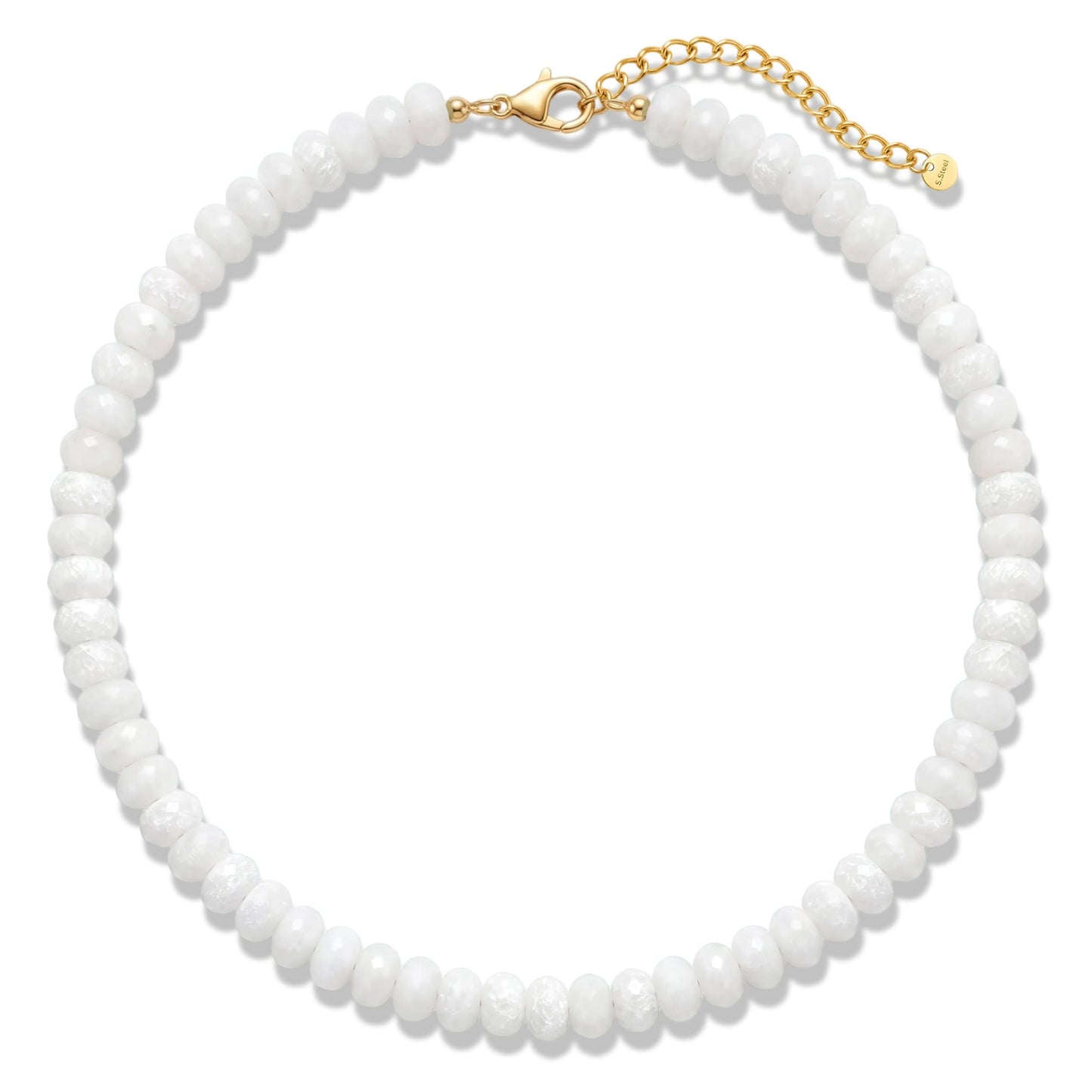 Badu White Gemstone Beaded Necklace for Women Natural Stone Bead Beach Choker Necklace Fashion Trendy Jewelry Gifts