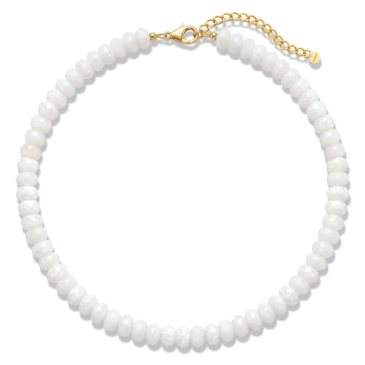 Badu White Gemstone Beaded Necklace for Women Natural Stone Bead Beach Choker Necklace Fashion Trendy Jewelry Gifts