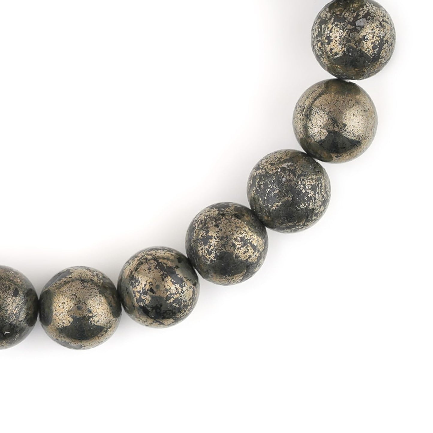 CRYSTALINES Buddha Charm Stretchable Braceclet, Natural Pyrite Gemstone Beads, Plain Round Stones, Handmade Boho Strech Bracelet, Adjustable Spiritual Healing Crystal Unisex Jewelry Gift