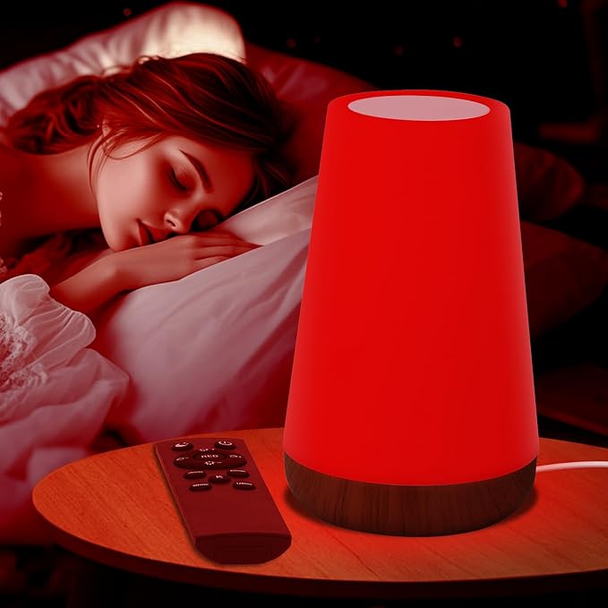 Upgraded Red Night Light for Sleep, 670nm Red Light Lamp with White Light 3000K-6500K, Timer & Stepless Dimming, Remote/Touch Control, 360° Bedroom Lighting, Portable & Hangable
