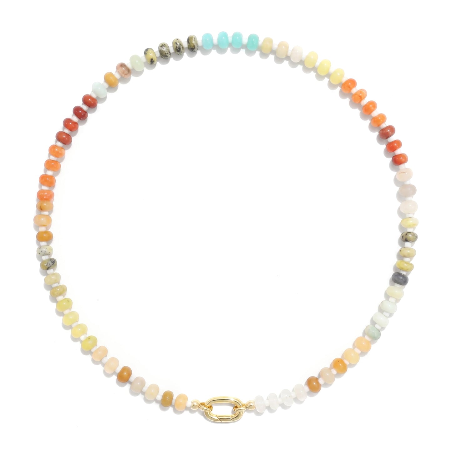 CONRAN KREMIX Colourful Stone Beaded Necklace for Women,Natural Gemstone Bead Choker Necklaces Boho Summer Beach Layering Necklace Jewelry Gift for Women