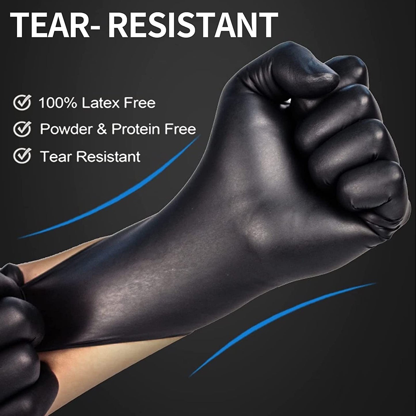 Intco Basic Medical BLACK Nitrile Exam Gloves, 5 Mil,- Latex-Free & Powder-Free, Case of 1000 (Small-1000)