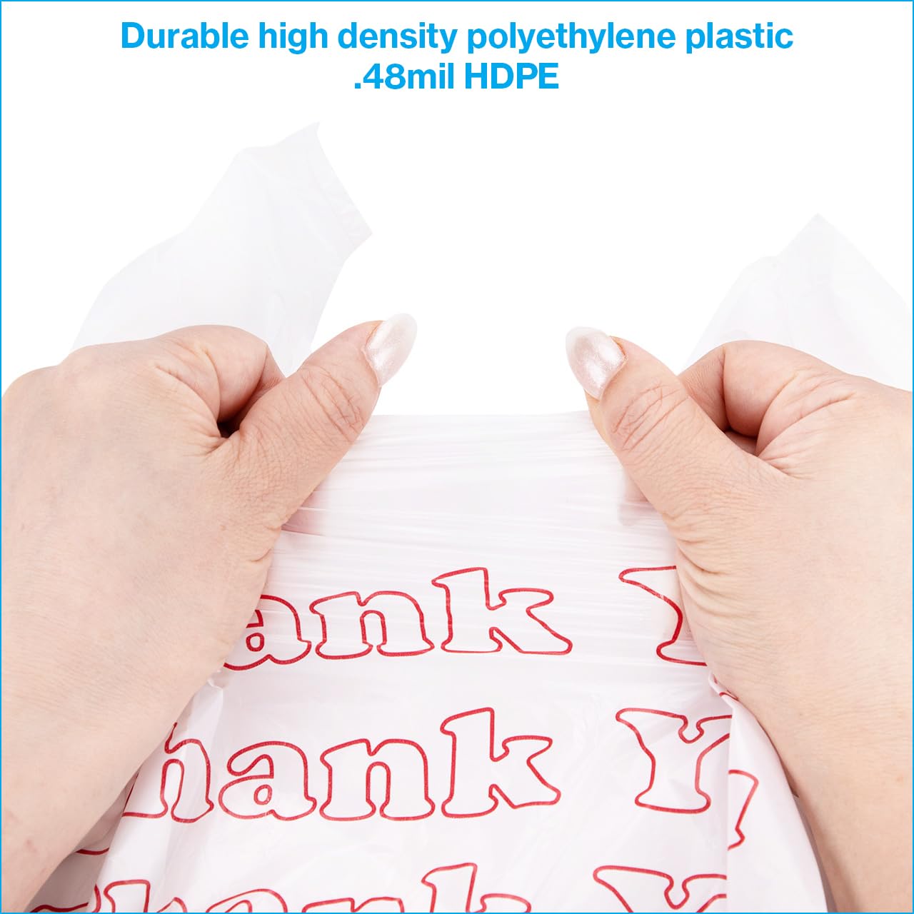 SSWBasics White Thank You Bags Case of 1000-11 ½” x 6" x 21" - Thickness .48mil HDPE- Standard Supermarket Size, Perfect for Grocery, Retail, Convenience Stores, Take-Out and Home Use