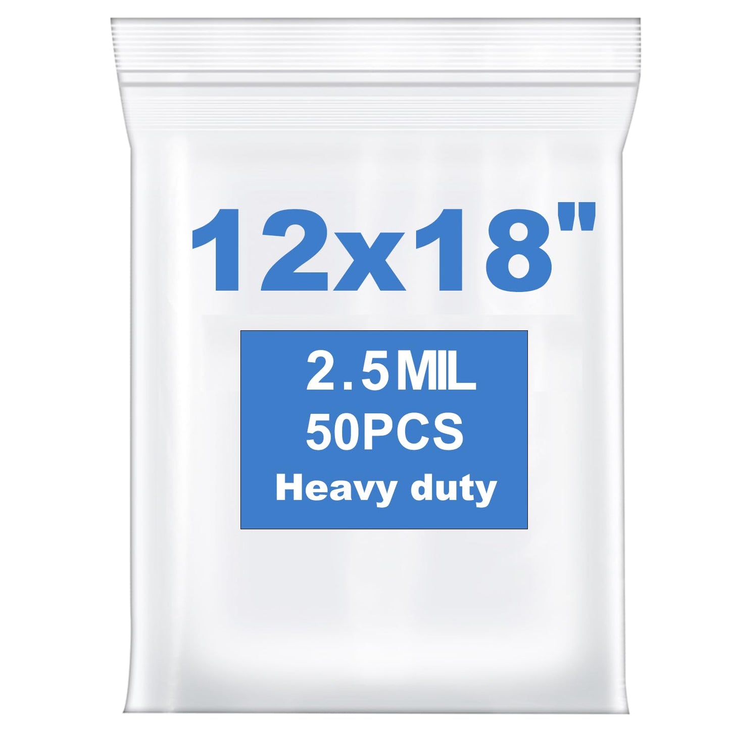 Somoga 50 PCS 12" x 18" Large Thick 2.5 Mil Clear Zip Poly Bags Plastic Reclosable Zip Seal Lock Bags Clothing Shoes Toys Prints Zipper Bag