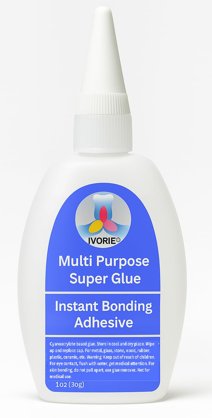 IVORIE Super Glue Adhesive Instant Bonding Cyanoacrylate Acrylic - Dental Laboratory Tools (Transparent Clear Color - 30gr)