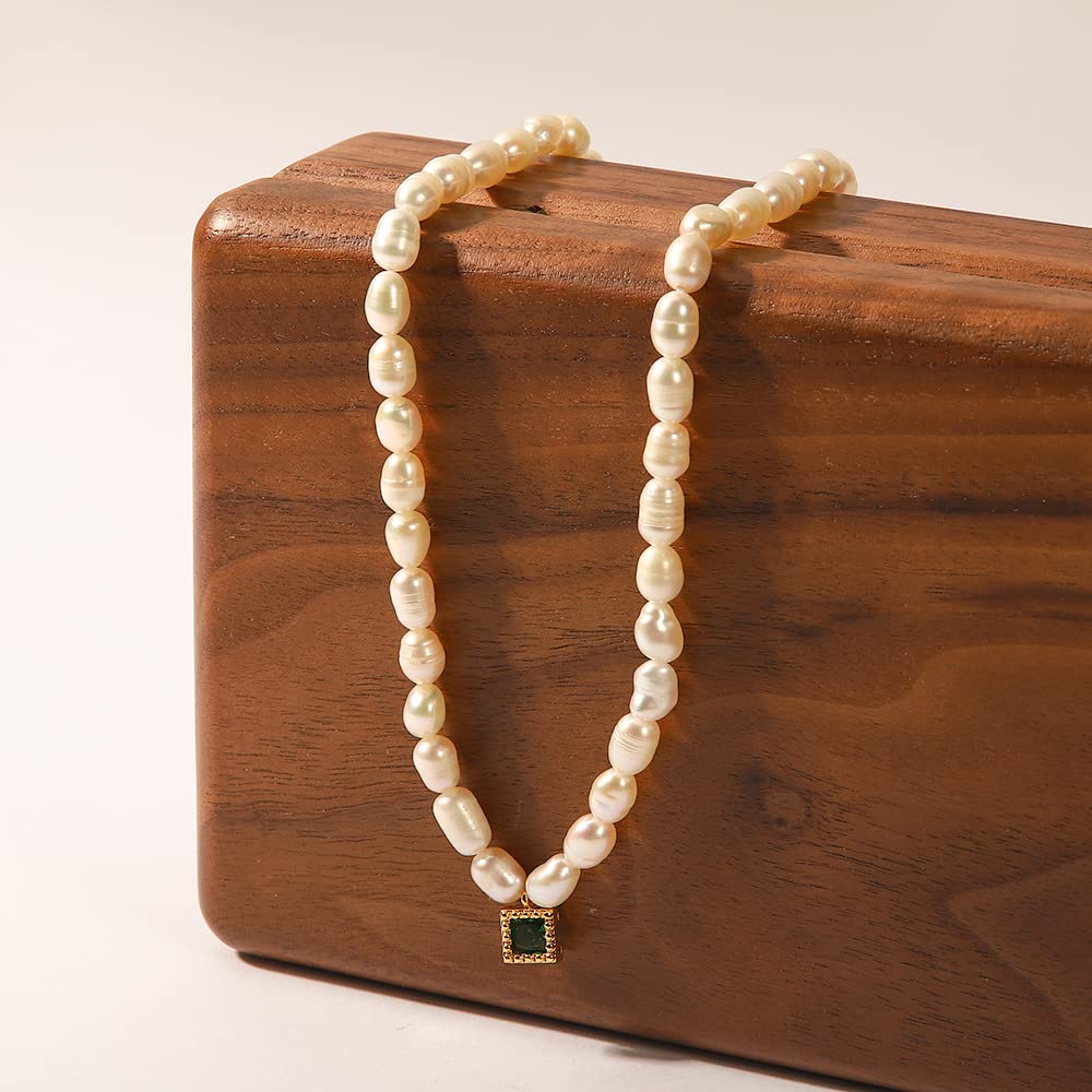 14K Gold Pearl Clavicle Necklace, Freshwater Pearl Beaded Necklace, Beautiful Women's Day, Birthday Gift for Wife,Girlfriend (style one, 14K)