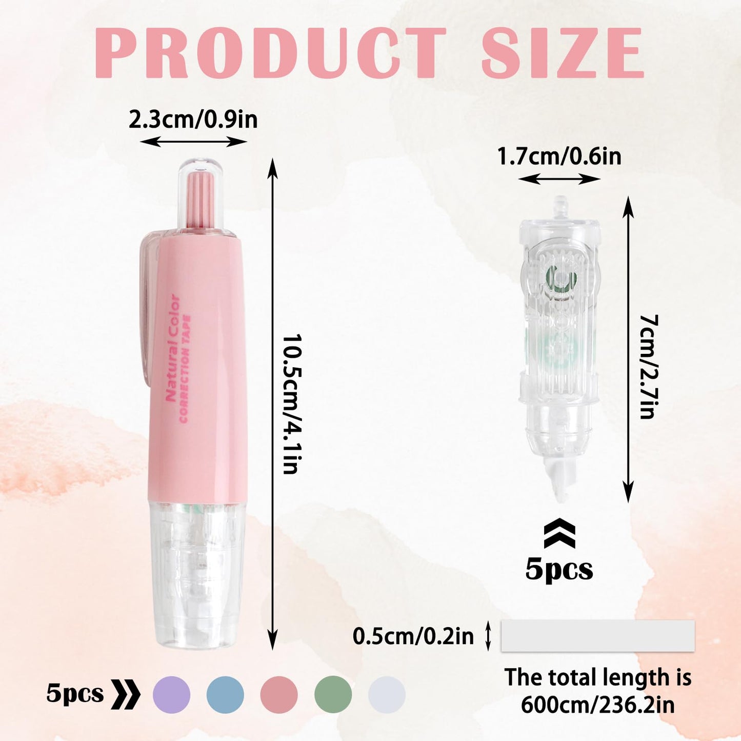 OT-NVWOZR 5pcs White Out Correction Tape with 5pcs Replacement Whiteout Tape, Retractable Correction Tape for School, Mini Cute Refillable White Out Tape Pens for Office Note Taking Supplies