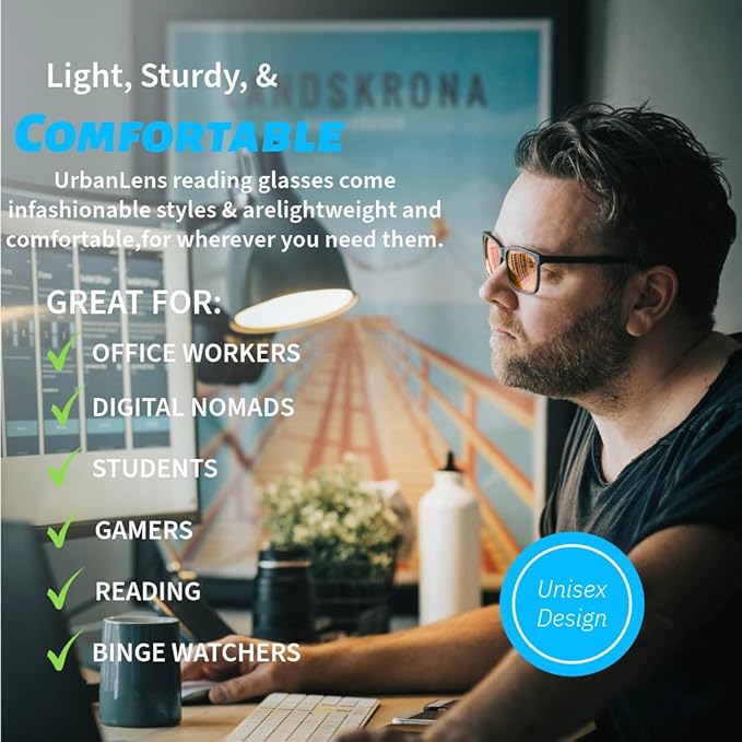 Blue Light Blocking Reading Glasses - For Better Sleep, Reduce Eye Strain for Women + Men, With Wooden Finishes