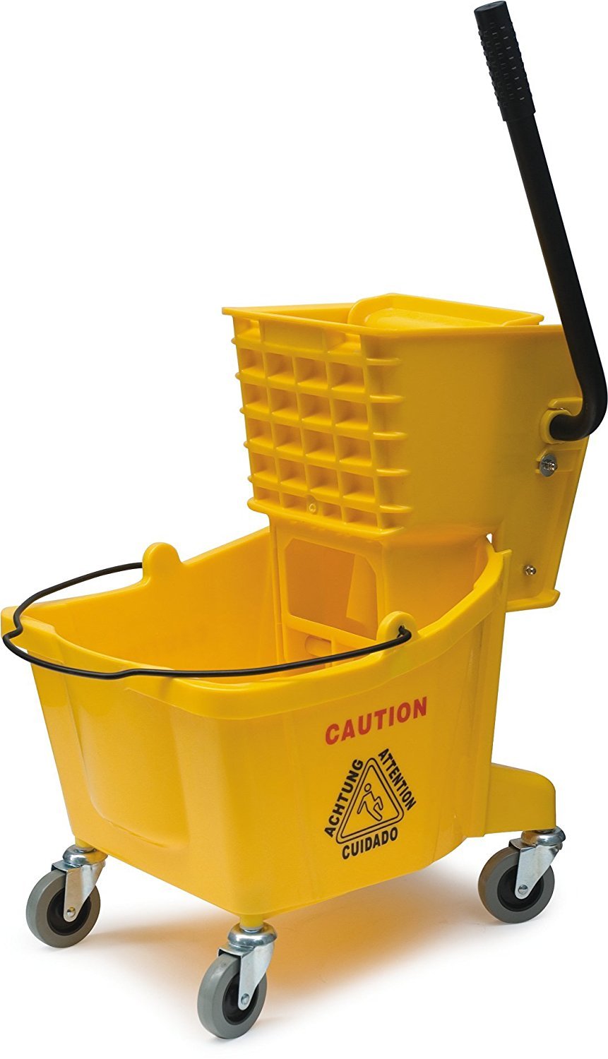 SPARTA Commercial Mop Bucket with Side Press Wringer, Floor Cleaning Essentials for Commercial and Home Use 26 Quart Capacity, 1 Count, Yellow