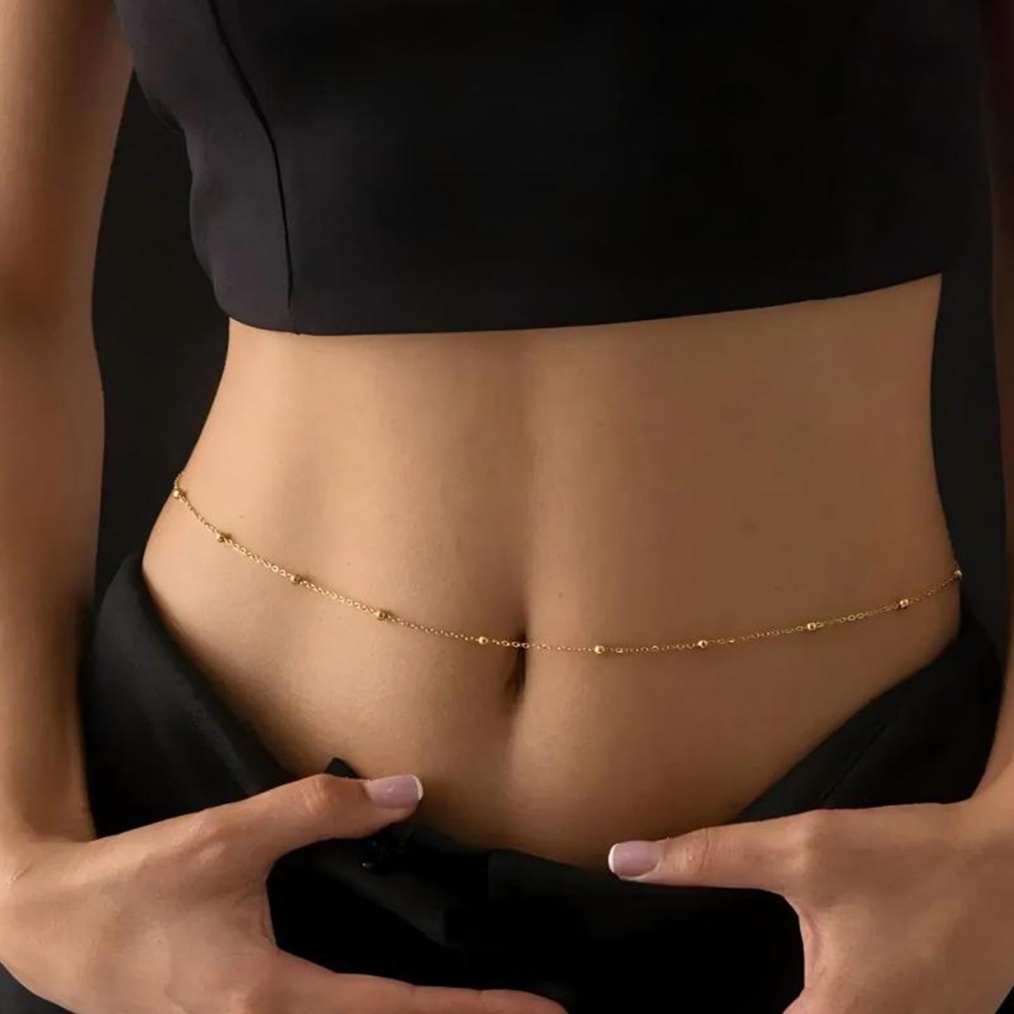 Gold Body Chain for Waist 2Pcs 14K Gold Plated Sexy Belly Chains for Women Rope Waist Chain Jewelry for Beach Accessories Adjustable 26.77-52.36Inch