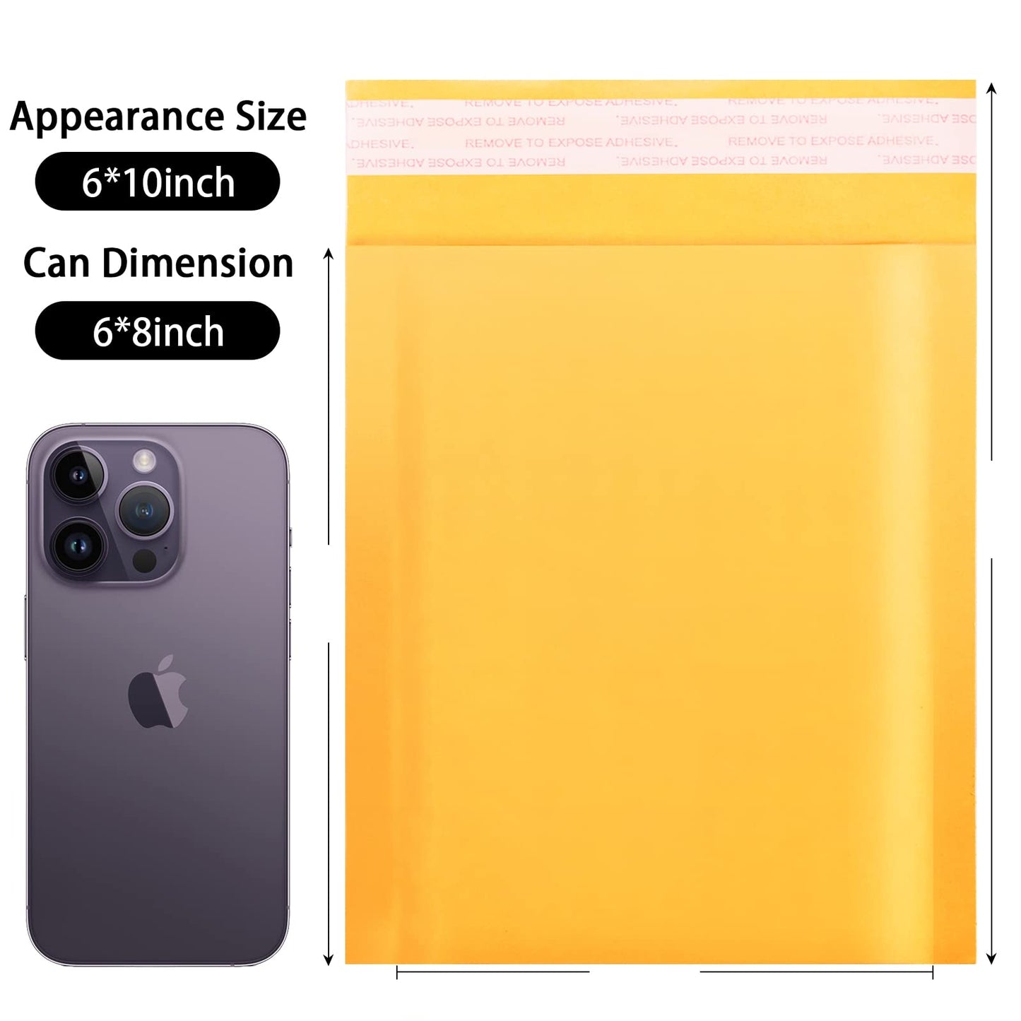 Kraft bubble mailers 6x9 Inch 200 Pack,Self-Sealing Paper Envelopes for Packaging,Strong Adhesion Envelope Mailers, Small Waterproof Cushioned Padded Shipping Bags Yellow #0