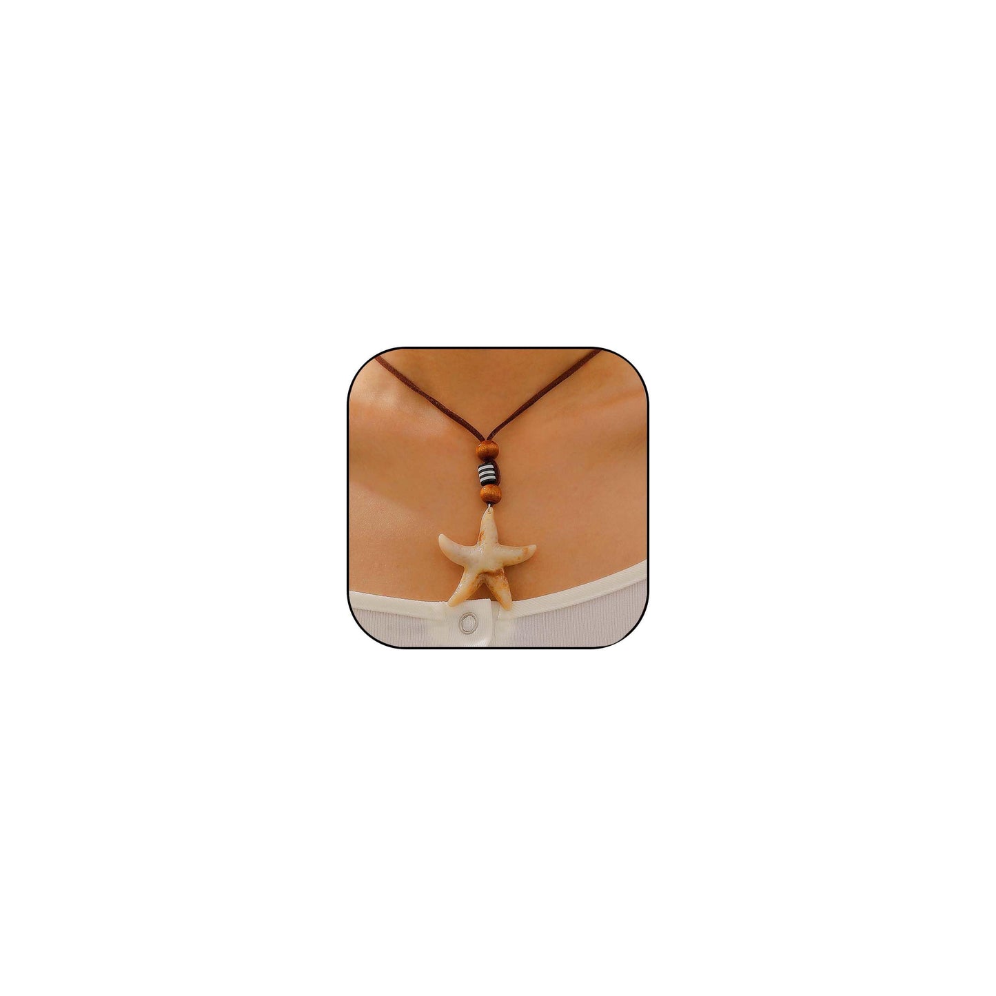 EDWTG Boho Starfish Necklace for Women Hawaiian Necklace Summer Bohemian Starfish Necklaces Ocean Beach Necklaces Accessory Jewelry (W)