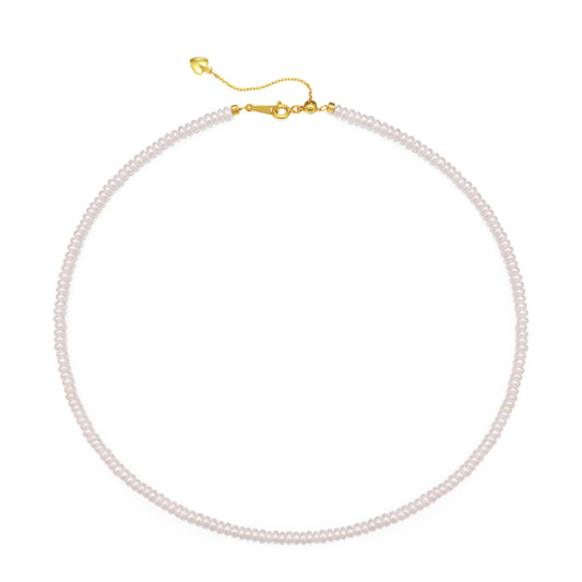 Pearls Necklace, Freshwater Tiny Small Bread Pearls Necklace for Women's Pearl Strand Necklace Chain 18K Gold Plated Hypoallergenic White Necklace as Prom Bridesmaid Birthday Gifts(Bread, 18KGP Lock)