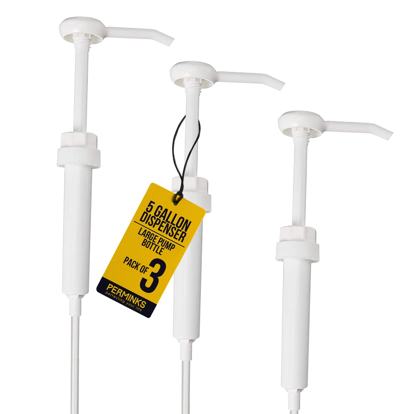 5 Gallon Pump Dispenser - Pump for 5 Gallon Bucket, Jug, Bottle, Large Container - Great for Shampoo & Conditioner, Laundry Detergent, Snow Cone Syrup, Bleach Liquid, Oil & More (Pack of 3)
