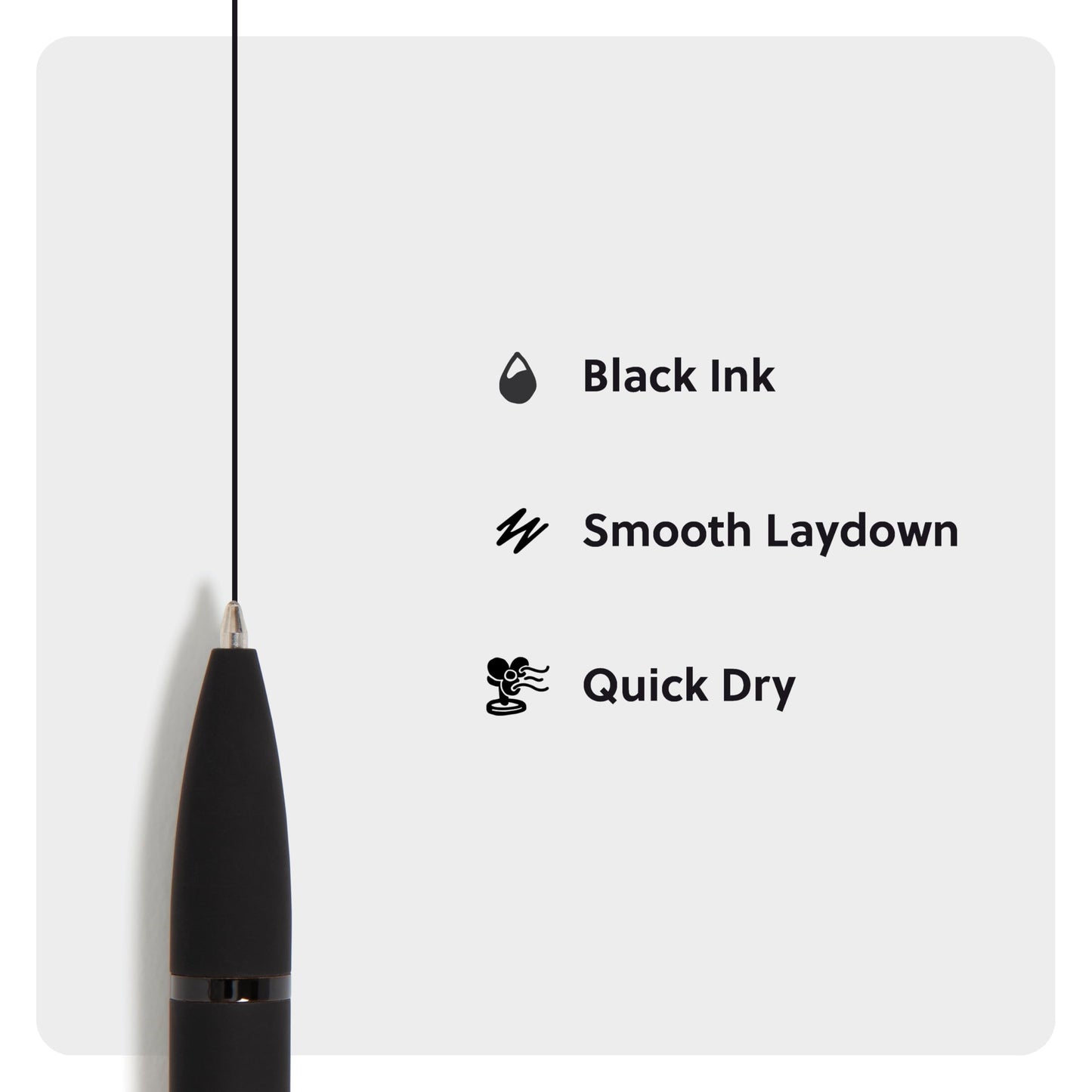 U Brands Midnight Monterey Ballpoint Pens, 4 Count, Black Soft Touch, Painted Black Details, Bold (1.0 mm) Point, Black Ink