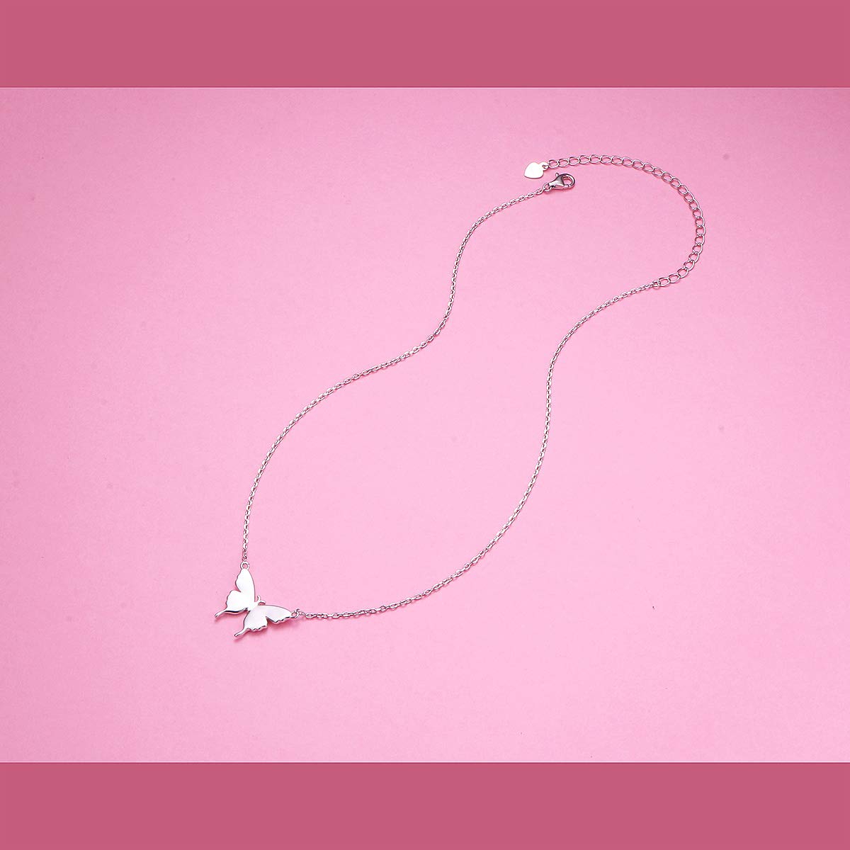 DAOCHONG S925 Sterling Silver Butterfly Choker Short Dainty Necklace Pendant for Women Jewelry Gift
