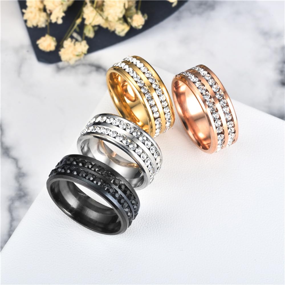 Mengji Life Magtherapy Lymphatic Drainage Titanium Ion Ring, Lymph Nodes Acupuncture Therapy Olux Rhinestones Rings For Women Men Health Calming Jewelry Gifts (G+RG+S+B, 8)