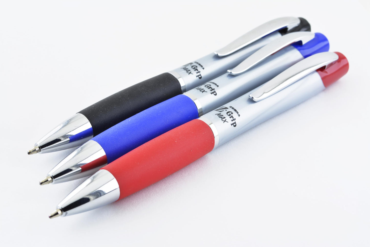 Zebra Pen, Z-Grip MAX Retractable Ballpoint Pens, Blue Ink, 1.0mm Medium Point, Wide Barrel with Comfortable Grip, Silver Barrel, Metal Clip, 12-Count, (22420)