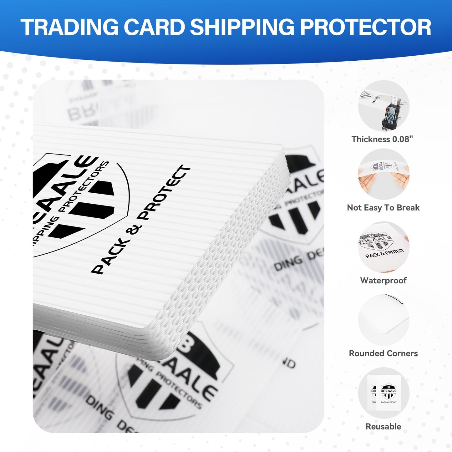 BREAALE Trading Card Shipping Kit, Includes 100 4'' x 6'' Graded Card Shipping Protectors, 50 6'' x 8.7'' Envelope Bubble Mailers, 20M Painter’s Tape, 50 Cellophane Bags, PSA BGS CGC Slabs & Raw