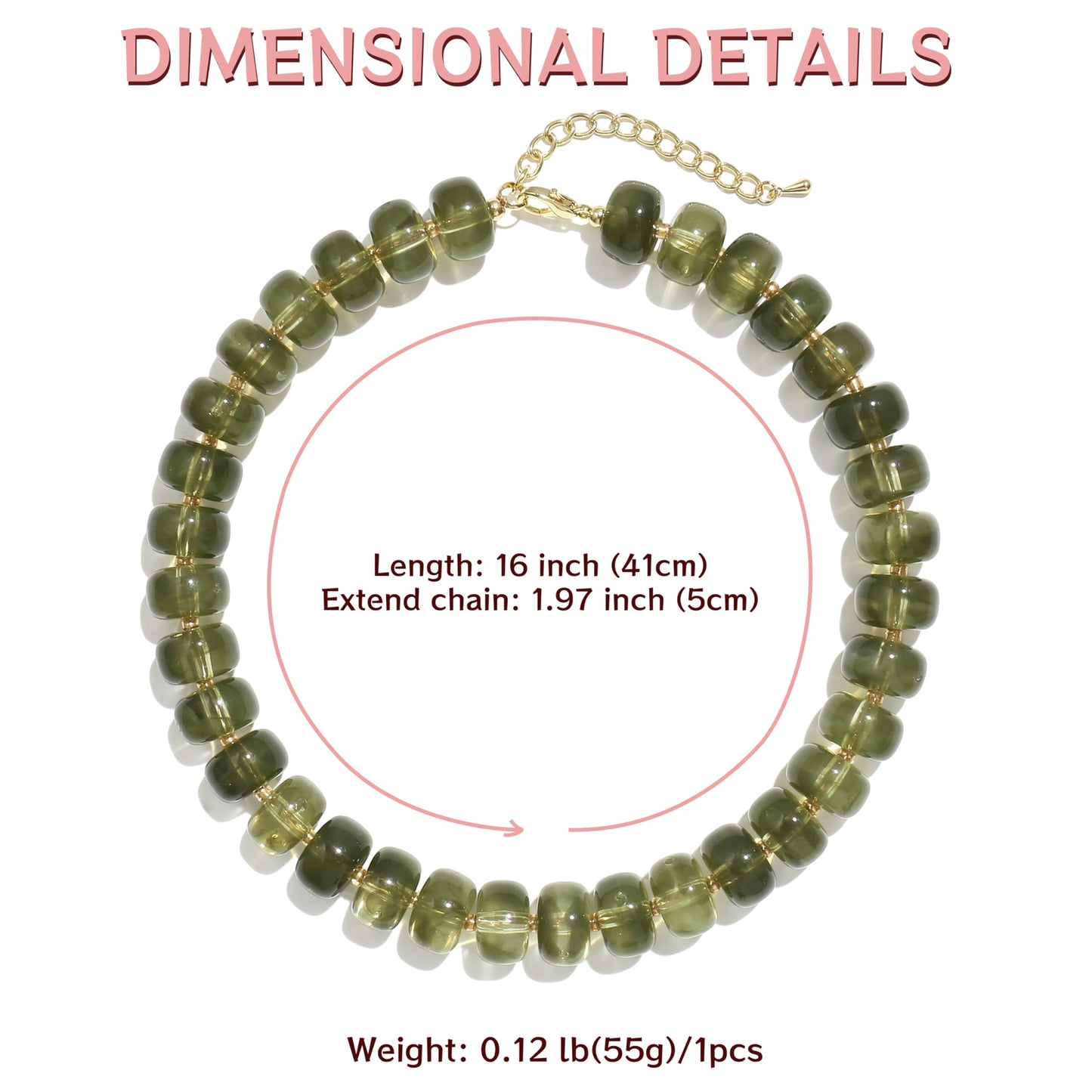 Badu Green Chunky Beaded Necklace for Women,Acrylic Bead Choker Statement Necklace Cute Trendy Necklaces Jewelry Gifts