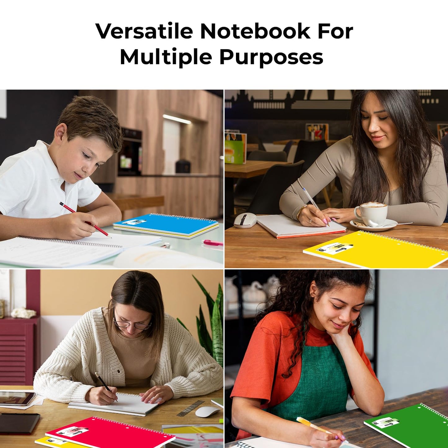 Rosmonde Spiral Notebooks, 24 Pack, 1 Subject Notebook, Wide Ruled, 70 Sheets, 8 x 10-1/2", 3 Hole Punched, School Supplies, Bulk Single Subject Spiral Notebook Bulk, Assorted Colors Pack of Notebooks