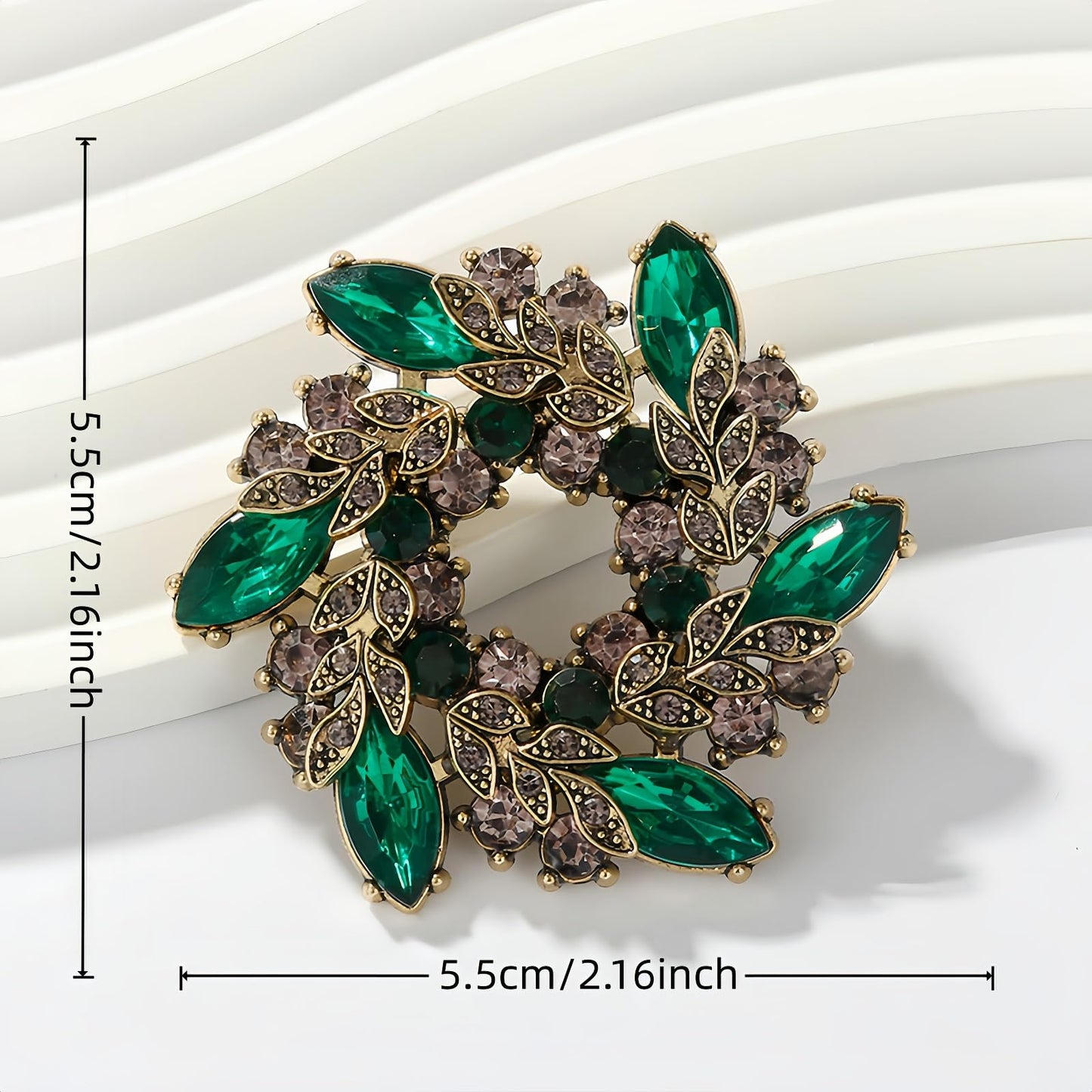Yaximhozz 2pcs Rhinestone Brooch Pin for Women Dress Elegant Stylish Crystal Brooches Fashion Accessories Pins Lapel Boutonniere Ideas Wedding Christmas Birthday Jewelry Easter Gift (10 Green/Silver)