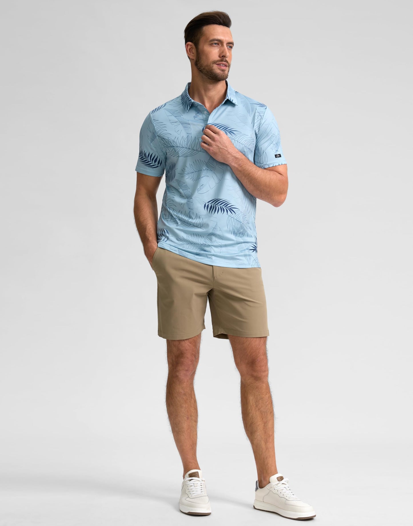 Obla Mens Golf Polo Shirts Short Sleeve Dry Fit Performance Moisture Wicking Casual Print Collared Golf Shirts for Men(Pink Stripe_XXXL)