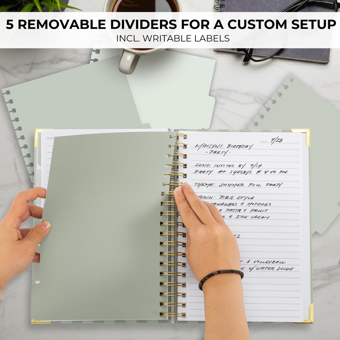 Aesthetic Thick Spiral Notebook With Tabs - Premium Journal For Women Size B5 - College Ruled Note Book With 300 Lined Pages and Dividers - Perfect For Writing And Staying Organized at Work or School