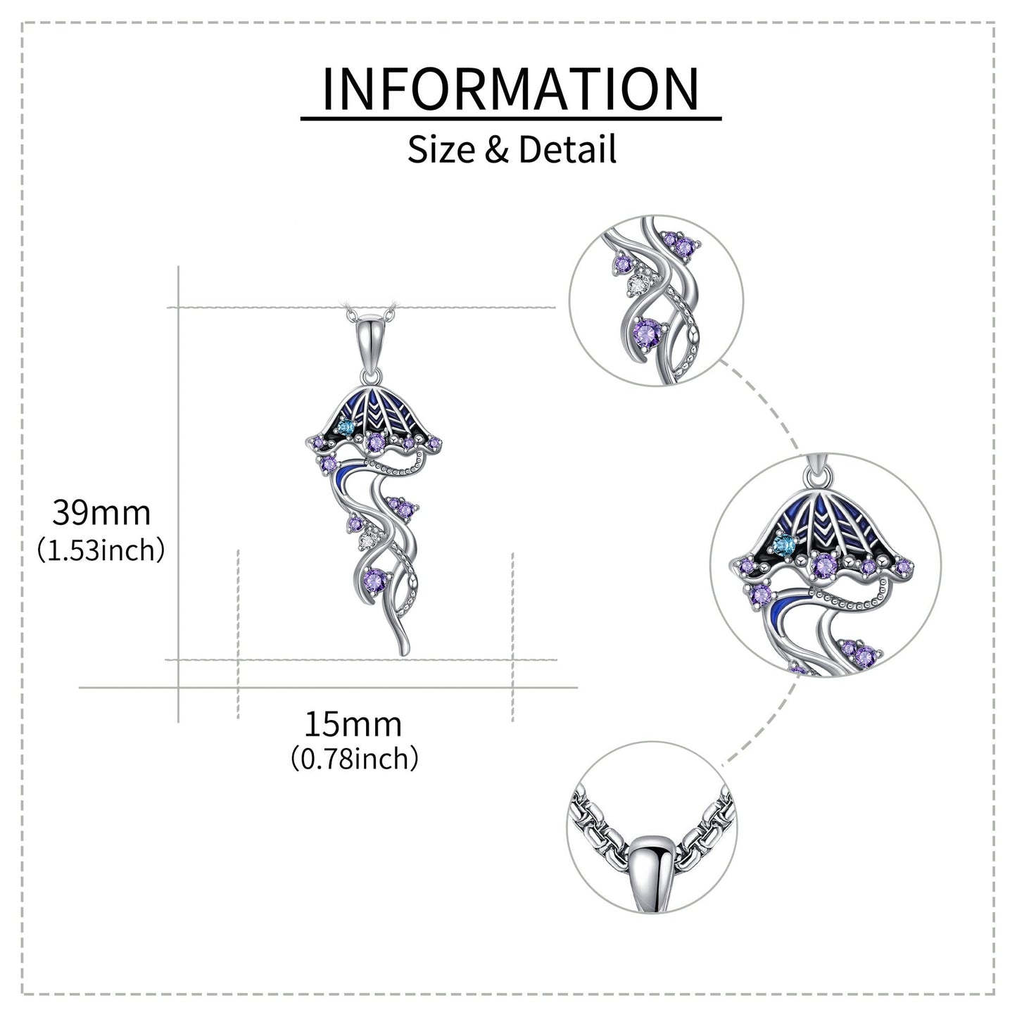 LUANIOL Jellyfish Necklace 18K White Gold Plated Ocean Necklace Sea Jellyfish Jewelry Gifts for Women Mom