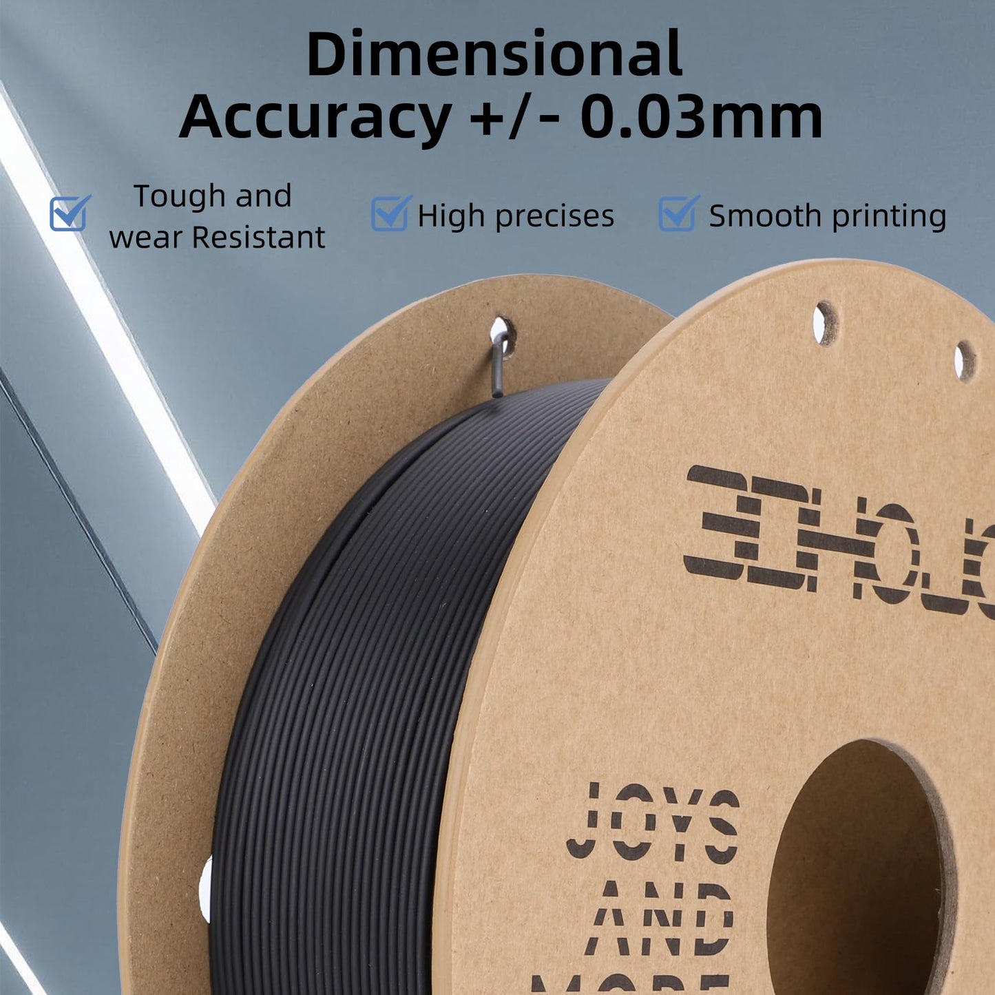 3DHoJor Carbon Fiber PLA Filament 1.75mm 1KG*2 Bundle, PLA-CF Filament 3D Printer Filament Dimensional Accuracy +/- 0.03mm, Fits for Most FDM 3D Printers-Black*2