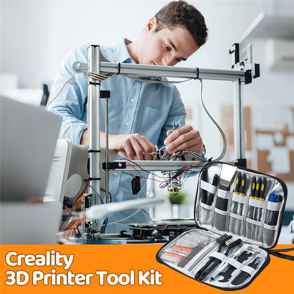 50Pcs 3D Printer Tool Kit & Accessories for All FDM/SLA Printers, Includes Nozzle Cleaning Kit, Scraper, Deburring Tool, Files, Brushes - Complete Starter Kit with Case