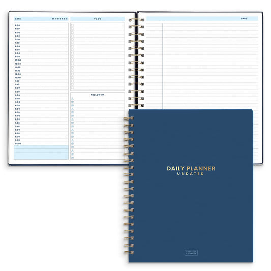 S&O Undated Daily Planner for Organization, Spiral Logbook with Hourly Schedule, Everyday Workbook Undated Diary- Routine To Do List Journal, Work Calendar Organizer Notebook, 200 Pages, 9” x 10.75”