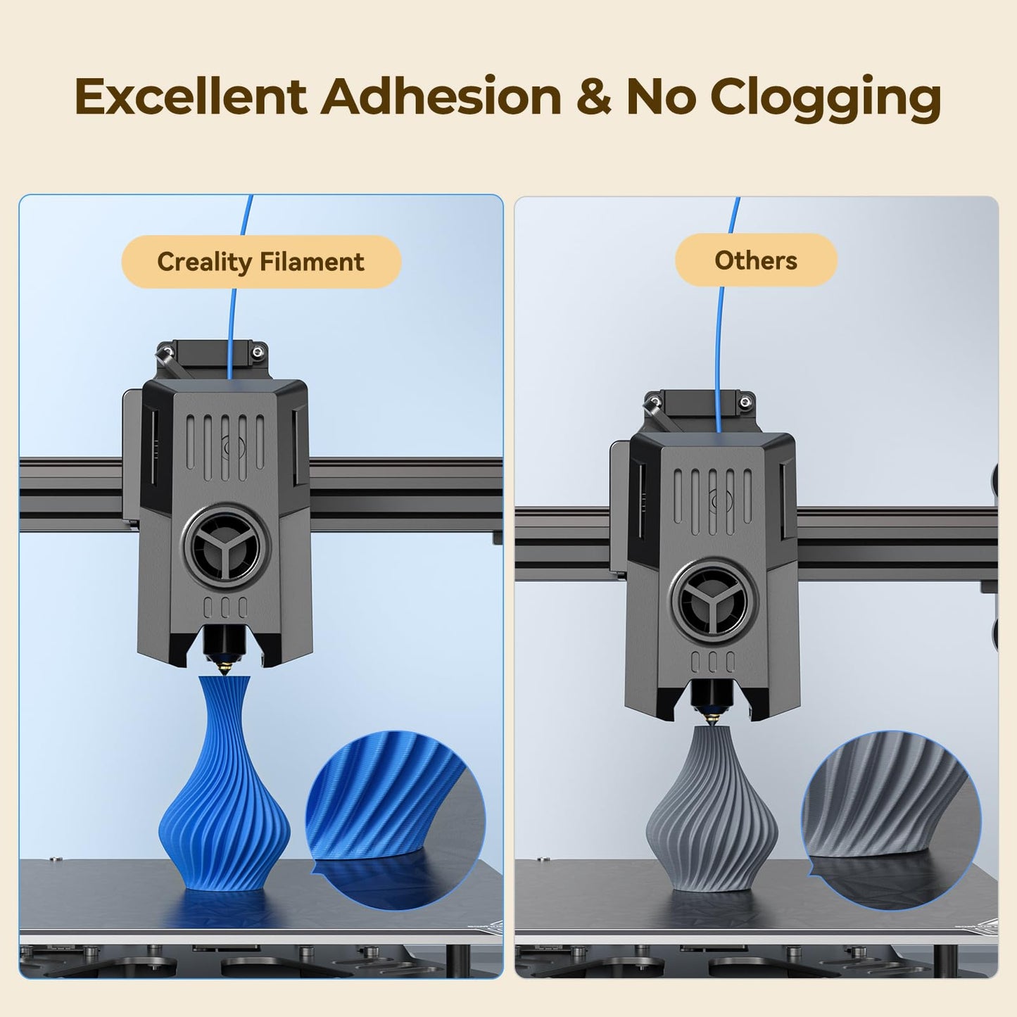 Creality Rapid PLA Filament 1.75mm, Smooth High-Speed Printing up to 300mm/s, No-Tangling, Precise +/- 0.02mm Accuracy, Fits Most 3D Printers(Orange)